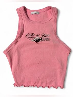 Bershka Pink Ribbed Tank